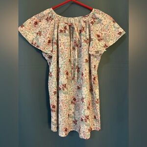 Floral V-Neck Top with Tie | Size M